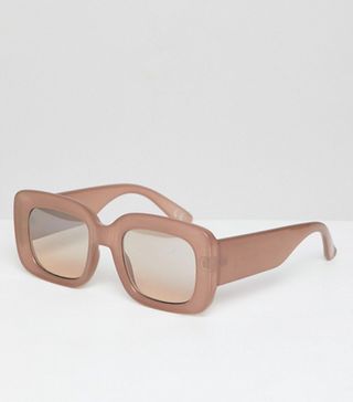 ASOS Design + Chunky Rectangle Sunglasses in Mauve