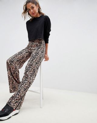 Miss Selfridge + Wide Leg Pants in Leopard Print