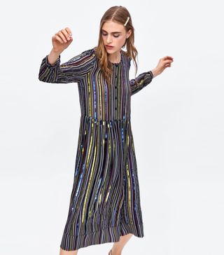 Zara + Striped Sequin Dress