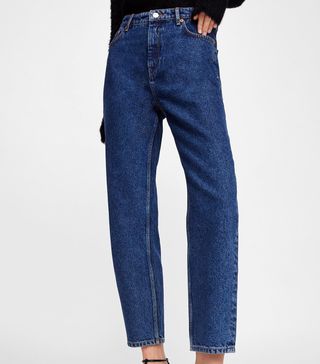 Zara + New Mom Stone Blue Jeans