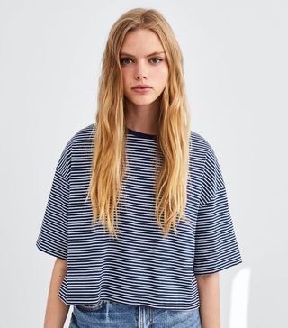 Zara + Cropped T-Shirt With Pocket