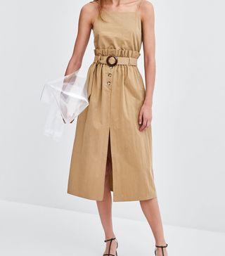 Zara + Belted Dress With Straps