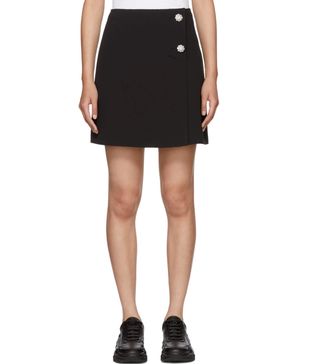 MSGM + Black Crystal Buttoned Miniskirt