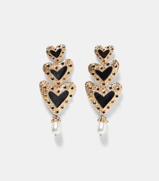 Zara + Heart-Shaped Pendant Earrings