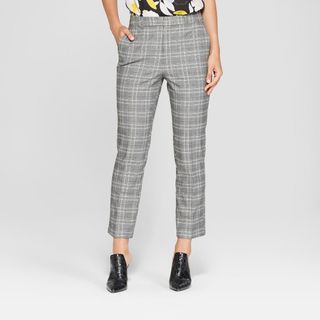 Who What Wear + Plaid Split-Back Relaxed Ankle Trouser