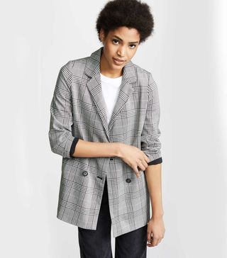 Madewell + Double Breasted Plaid Blazer