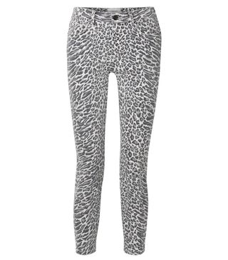 Current/Elliott + The Stiletto Leopard-Print Mid-Rise Skinny Jeans