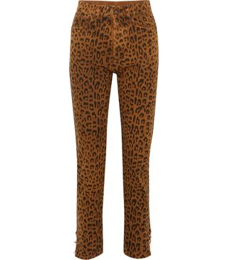 Saint Laurent + Leopard-Print High-Rise Slim-Leg Jeans