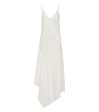 Yeon + Daphne Asymmetric Appliquéd Crepe Midi Dress