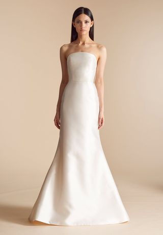 Allison Webb + Fit and Flare Strapless Wedding Dress with Chapel Train