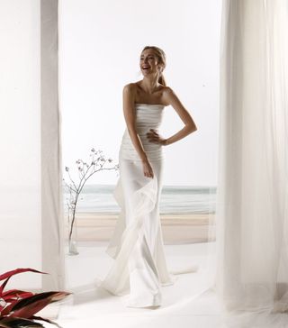 Le Spose Di Gio + Strapless Ruched Bodice Sheath Wedding Dress