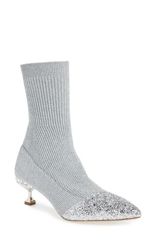 Miu Miu + Embellished Metallic Sock Booties