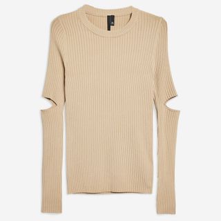 Topshop Boutique + Cut-Out Rib Knitted Top
