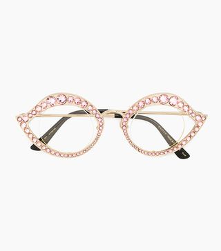 Gucci + Pink Crystal Cat-Eye Glasses