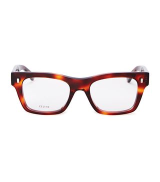 Céline + Tortoiseshell Square-Frame Glasses