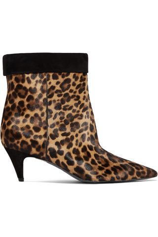 Saint Laurent + Charlotte Leopard-Print Calf-Hair Ankle Boots