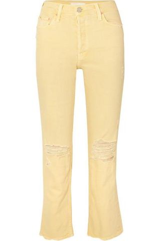 Mother + The Tomcat Cropped Distressed High-Rise Straight-Leg Jeans