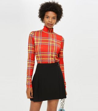Topshop + Check Slinky Funnel Top