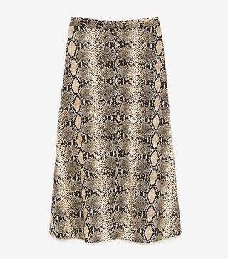 Zara + Snakeskin-Print Skirt