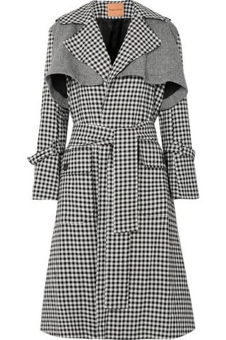 Maggie Marilyn + Be Strong and Courageous Gingham Cotton and Herringbone Wool Trench Coat