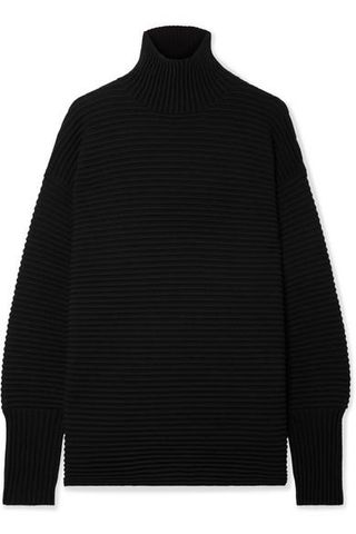 Victoria by Victoria Beckham + Oversized Ribbed Wool Turtleneck Sweater