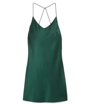 Kith + Shana Embroidered Stretch-Satin Mini Dress