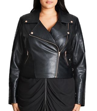City Chic + Plus Size Faux Leather Moto Jacket