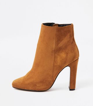 River Island + Brown Square-Toe Ankle Boots