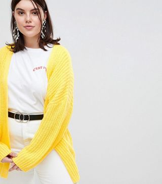 ASOS Curve + Oversize Cardigan in Chunky Rib With Buttons