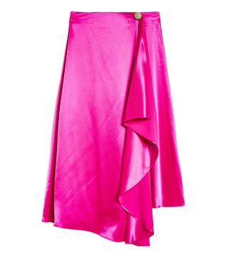Topshop + Satin Drape Midi Skirt