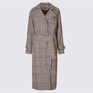 Marks and Spencer Collection + Checked Belted Coat