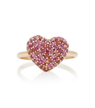 She Bee + 14K Gold and Sapphire Heart Ring