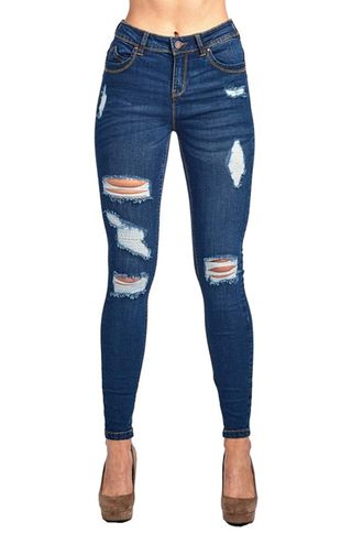 2LUV + Super Stretchy Distressed Skinny Jeans