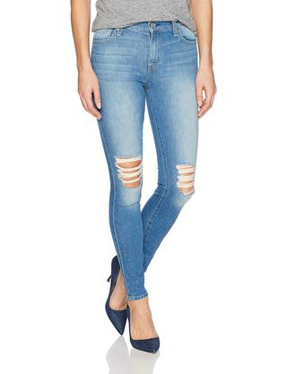 7 For All Mankind + Ankle Gwenevere Knee Holes Raw Hem-Squiggle
