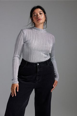H&M + Shimmery Rib-Knit Sweater