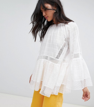 ASOS + Oversized Smock Top In Casual Cotton Dobby Mix