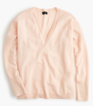 J.Crew + V-Neck Boyfriend Sweater in Everyday Cashmere