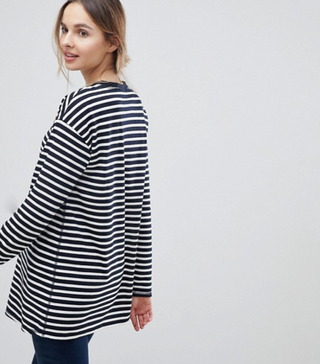 ASOS + Maternity Long Sleeve Oversized T-Shirt in Stripe