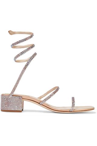 Rene Caovilla + Cleo Crystal-Embellished Satin Sandals