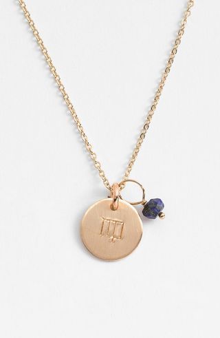 Nashelle + 14K-Gold Fill & Semiprecious Birthstone Zodiac Mini Disc Necklace