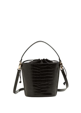 Mango + Croc-Effect Bucket Bag