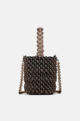 Zara + Mini Beaded Bucket Bag