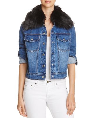 Bagatelle + Faux-Fur Collar Denim Jacket