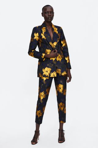 Zara + Floral Jacquard Blazer