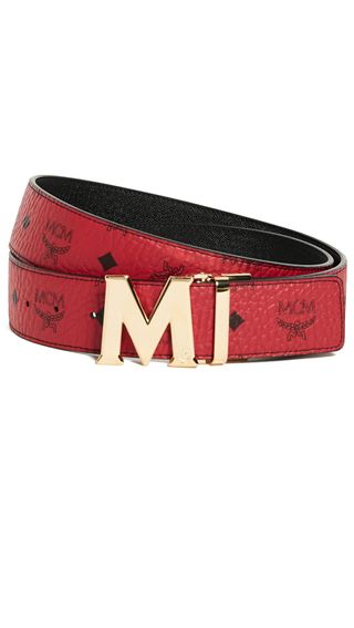 MCM + Gold M Buckle Reversible Belt