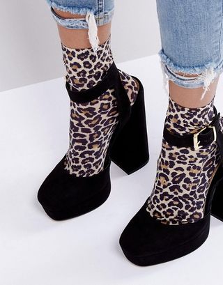 ASOS + Leopard Print Ankle Sock