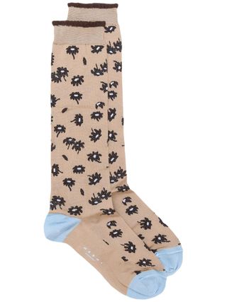 Marni + Leopard Floral Intarsia Socks