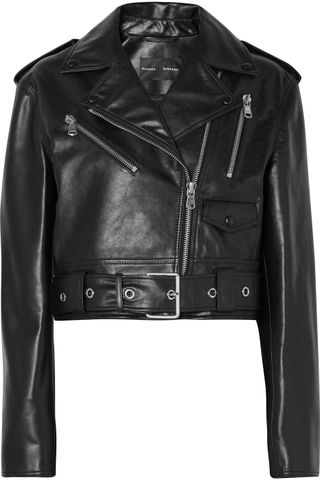 Proenza Schouler + Cropped Leather Biker Jacket