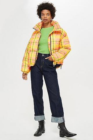 Topshop + Bright Check Puffa Jacket
