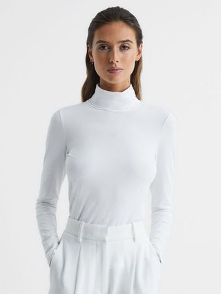Reiss + White Phoebe Jersey Roll Neck Top